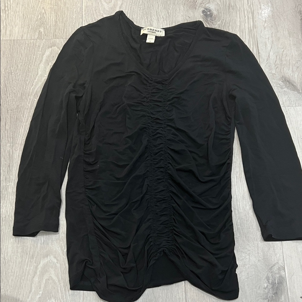 Burberry Black Ruched Long Sleeve Top